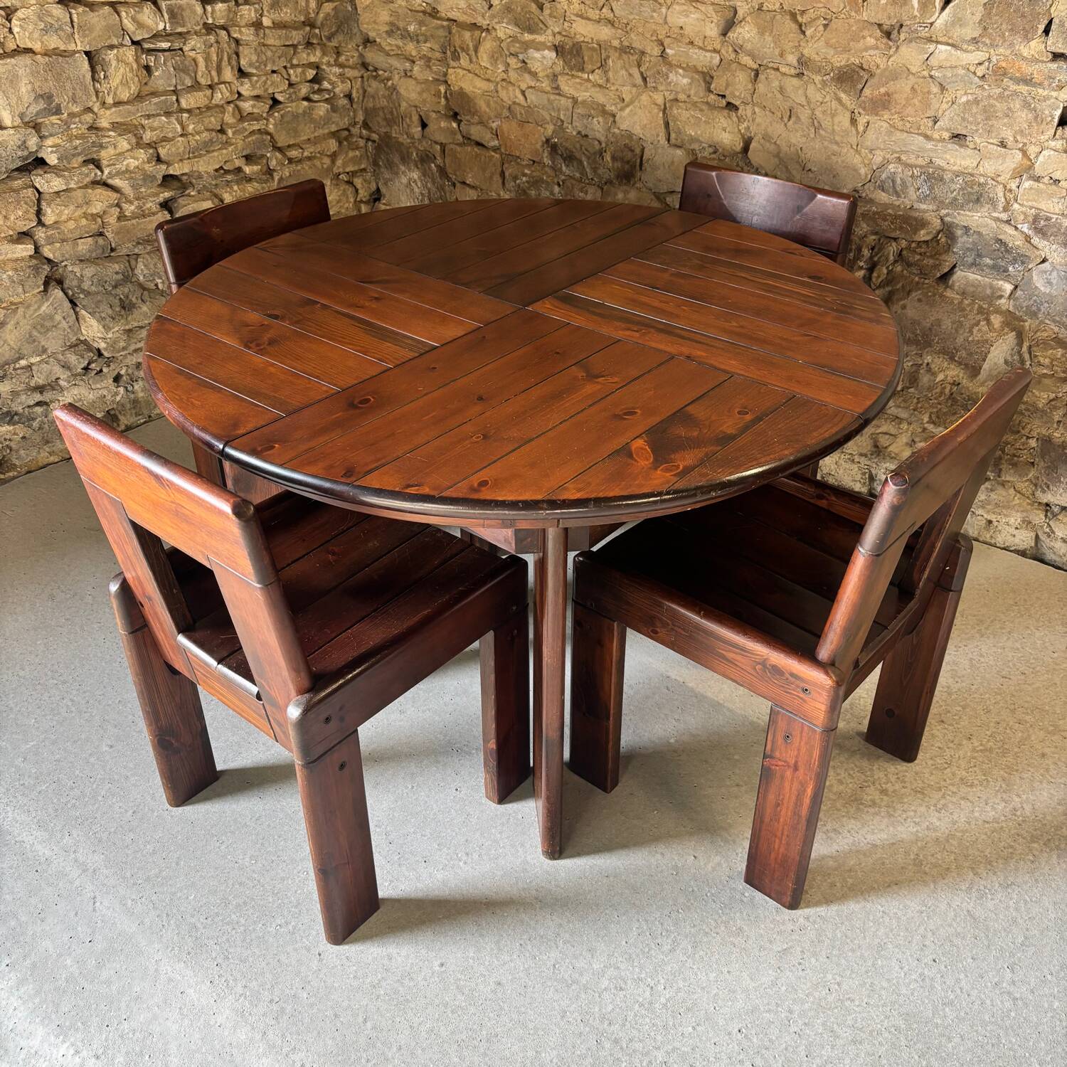 Table and 4 chairs set by Silvio Coppola for Fratelli Montina