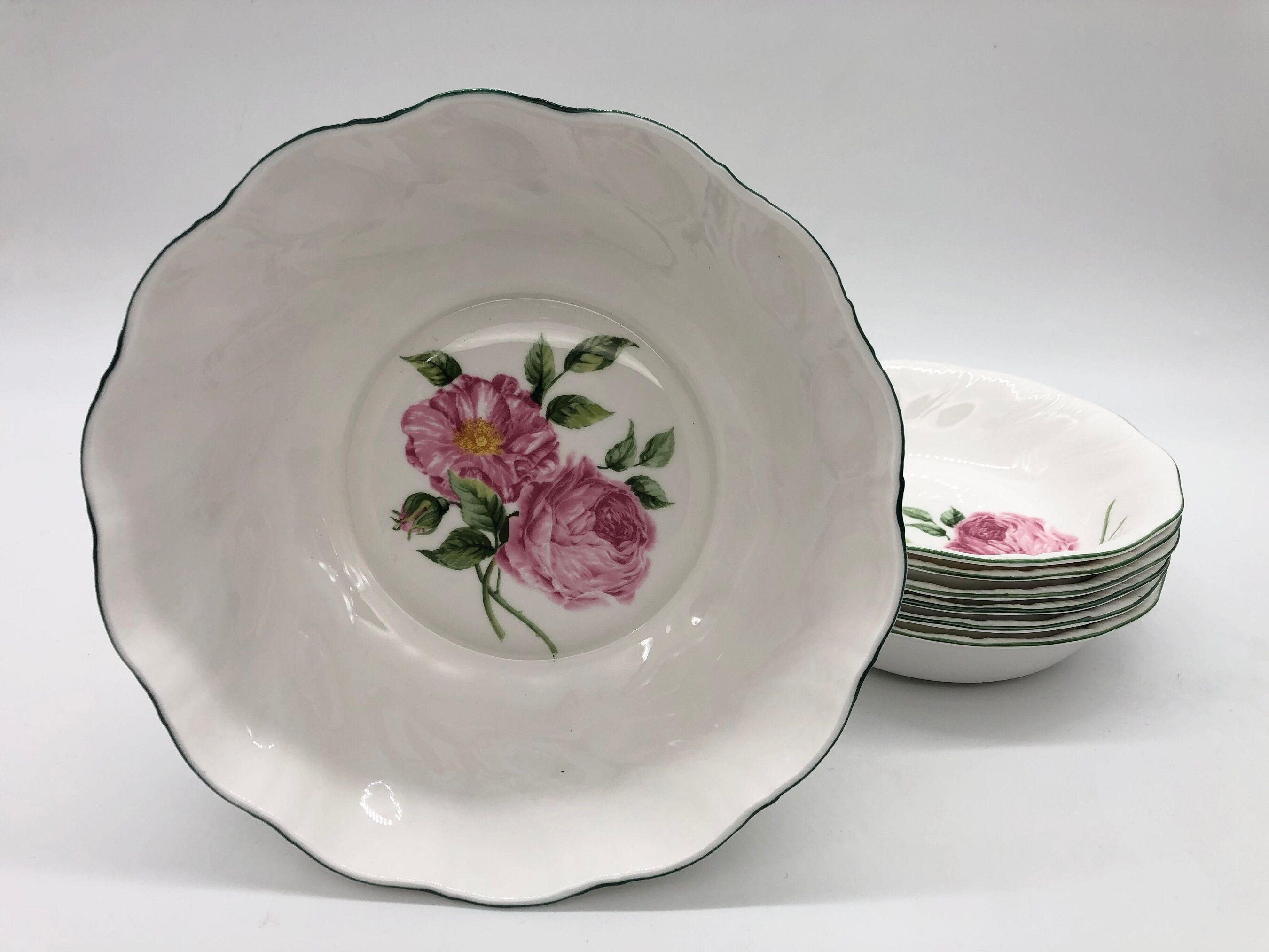 6 dessert & ice bowls with serving dish "the national trust – england"