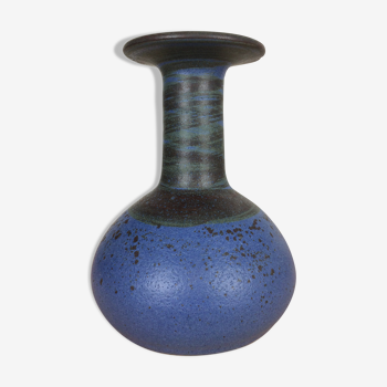 Scandinavian vase with blue ceramic flat neck