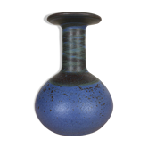 Vase scandinave à col plat céramique bleue