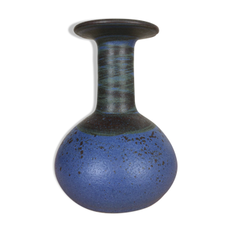 Scandinavian vase with blue ceramic flat neck