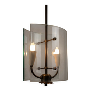 Pietro Chiesa for Fontana Arte Curved Glass and Brass Pendant Light 1940s