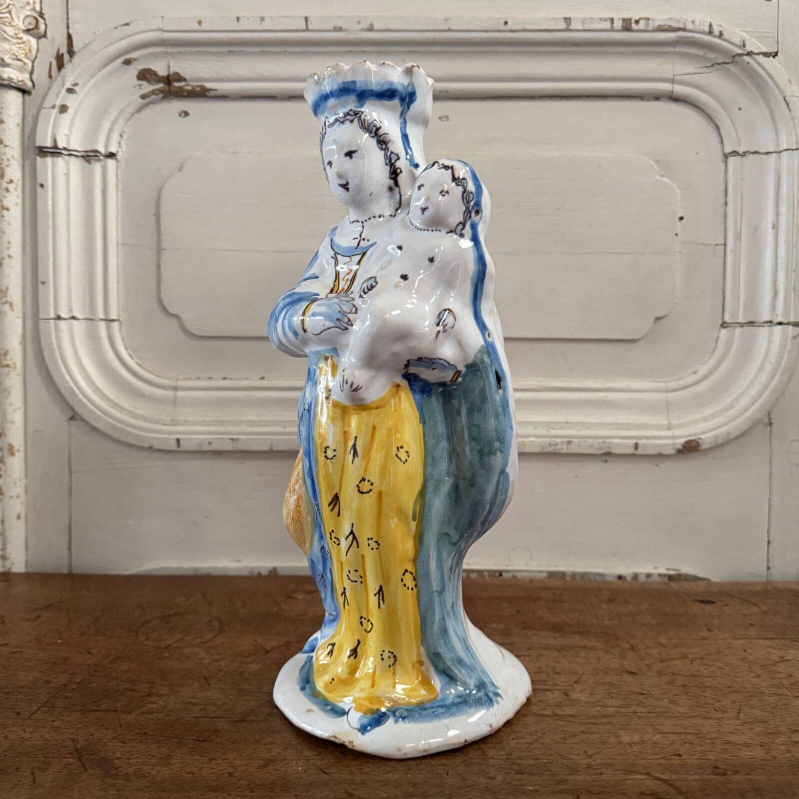 18th century Virgin Mary in Nevers earthenware