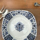 Blue square dish or Gien blue ibis