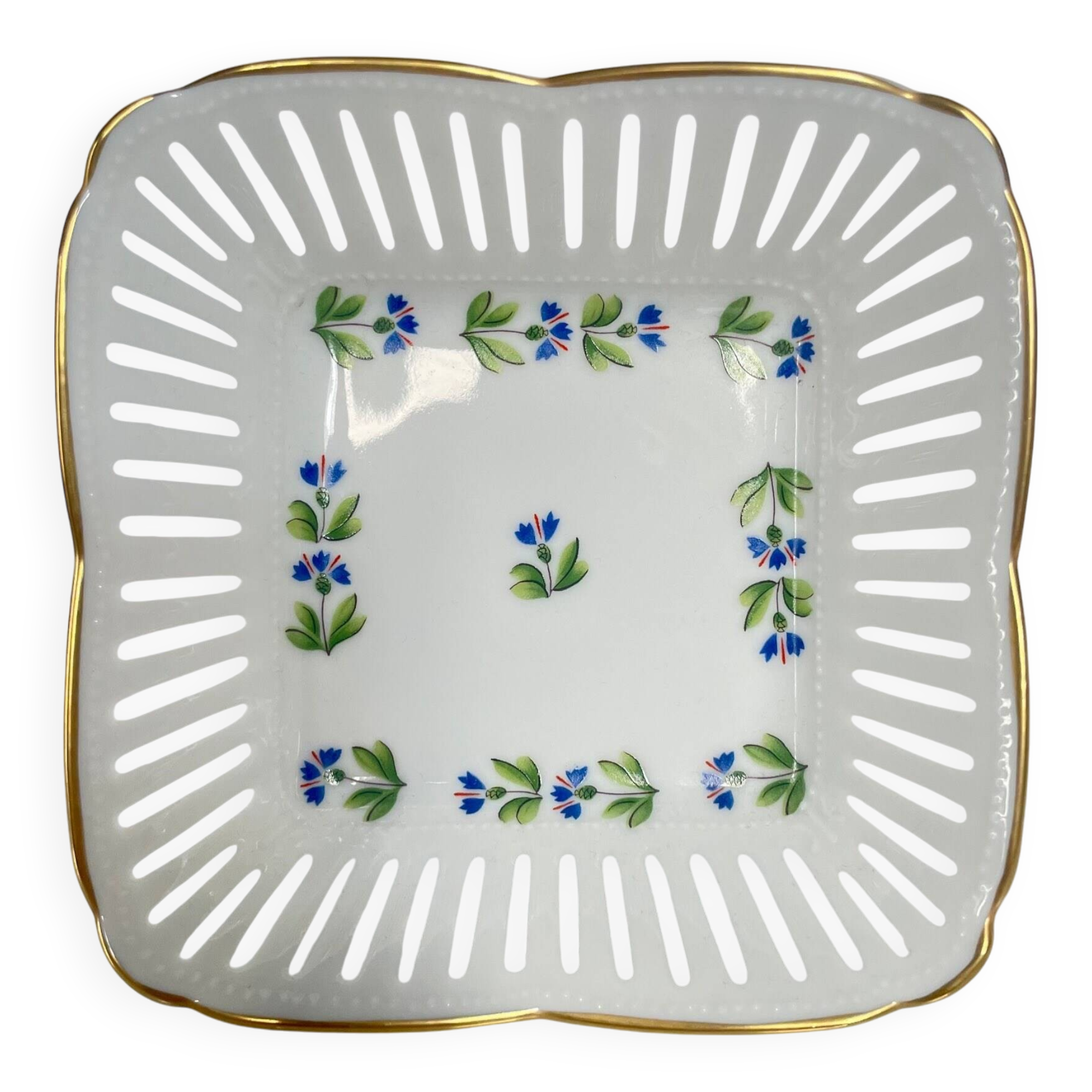 Porcelain Pocket Emptier - Manufacture du Lys Royal with Cornflower decoration
