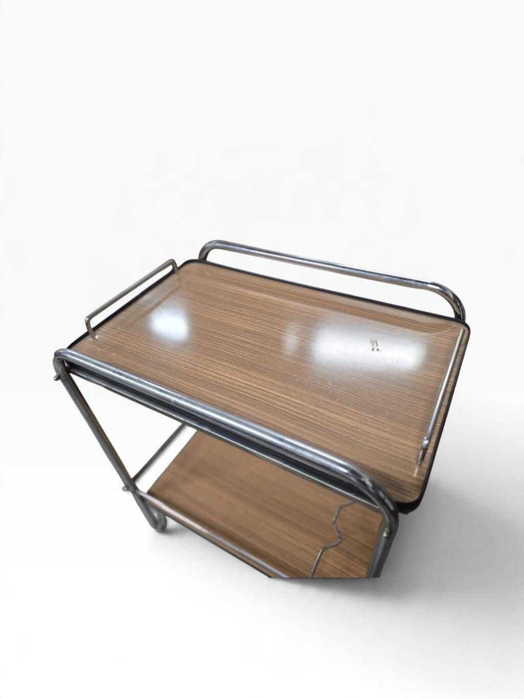Vintage chrome bar cart/rolling table/tea trolley
