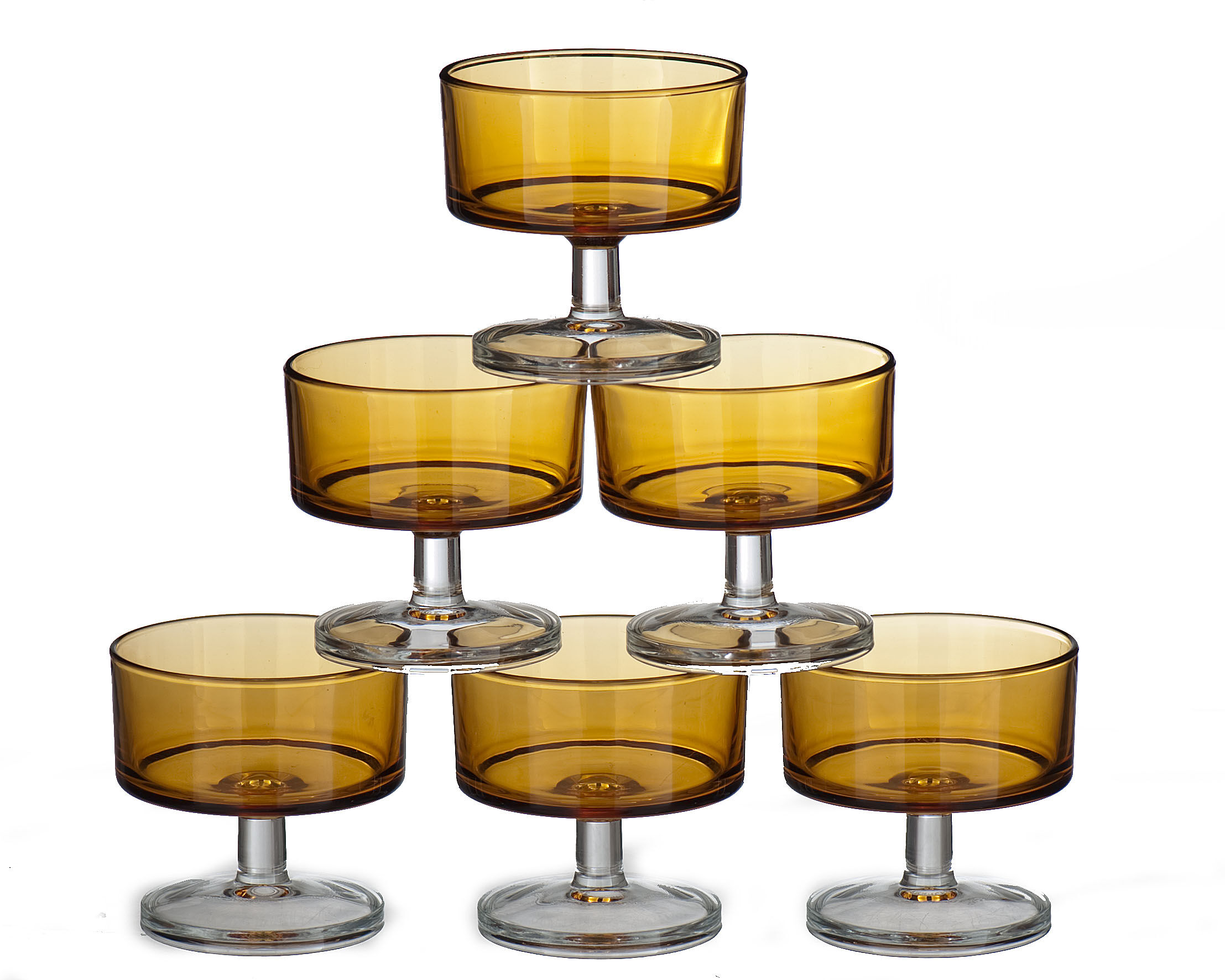 6 Ice or fruit cups in vintage orange glass 1970