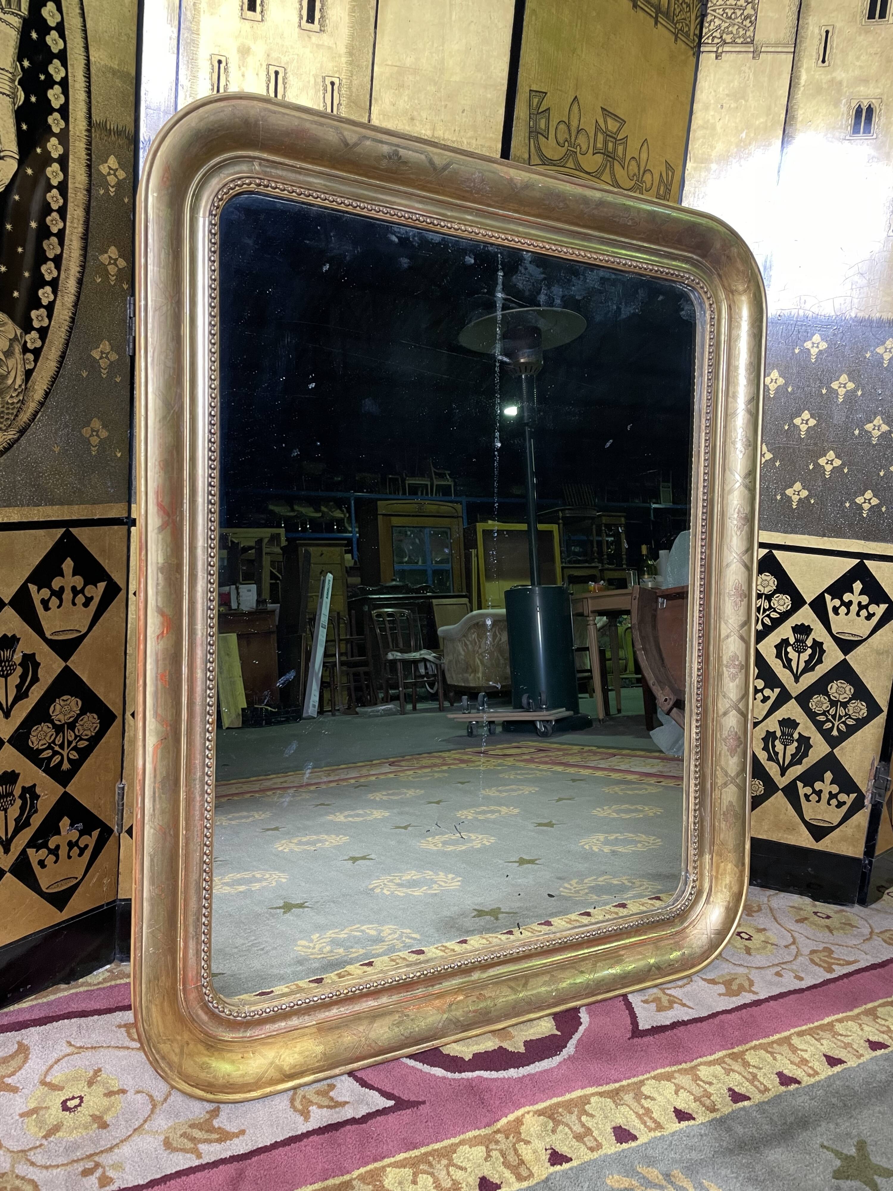 Louis Philippe era mirror with gold leaf  82x101cm