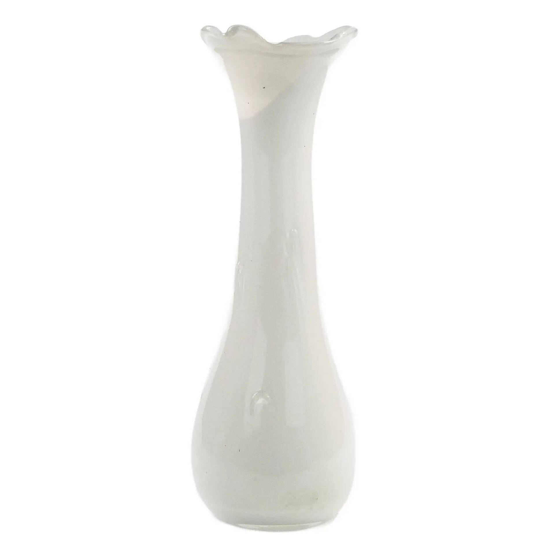 Mid-century modern vase, ivory white glass, Poland, 1970s