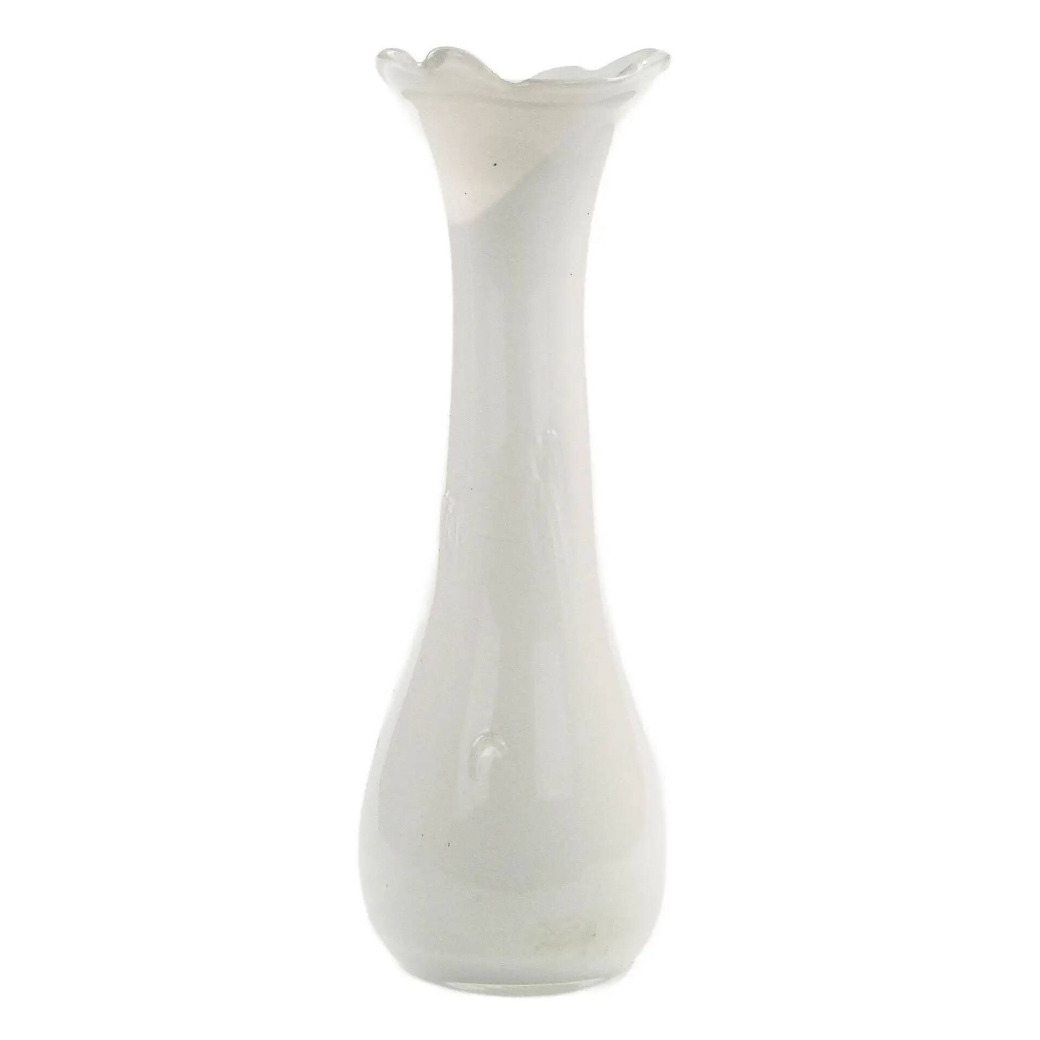 Mid-century modern vase, ivory white glass, Poland, 1970s
