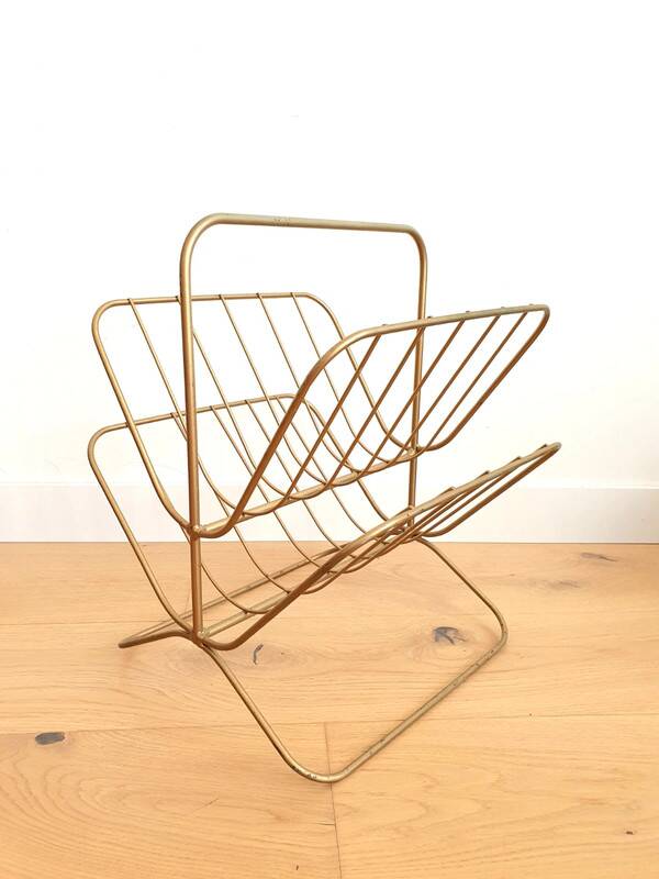 Vintage gold metal magazine rack