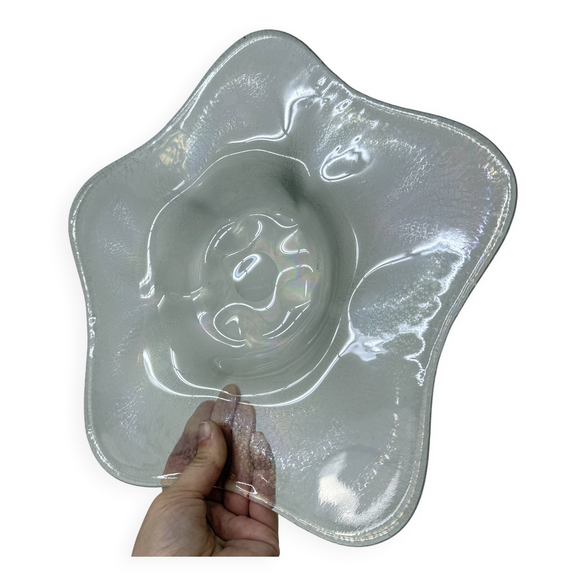 Antique bowl Willem Jacob Rozendaal for  Kristalunie Maastricht Coquille