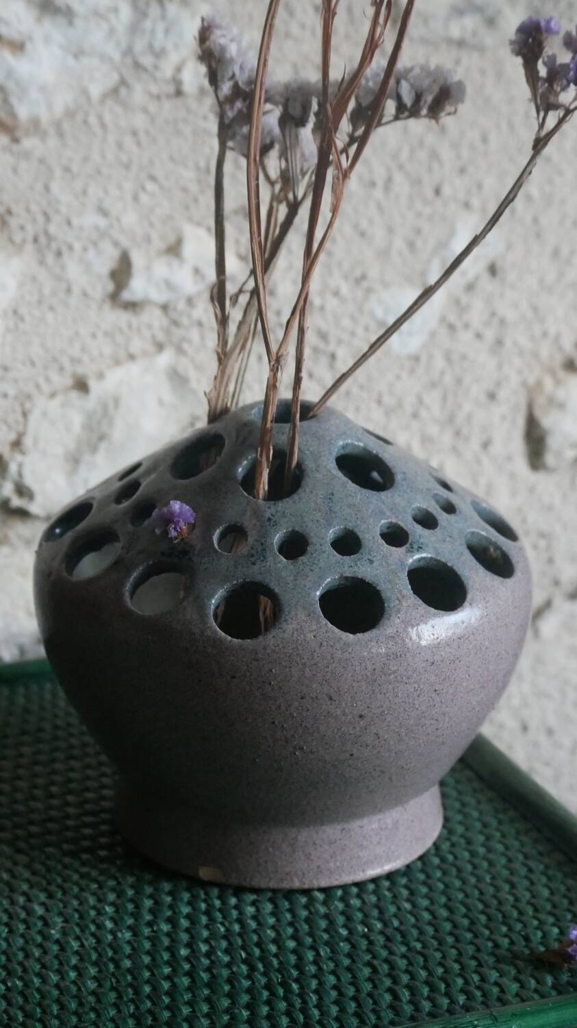 Pique-fleurs vintage en grès Accolay (pièce unique)