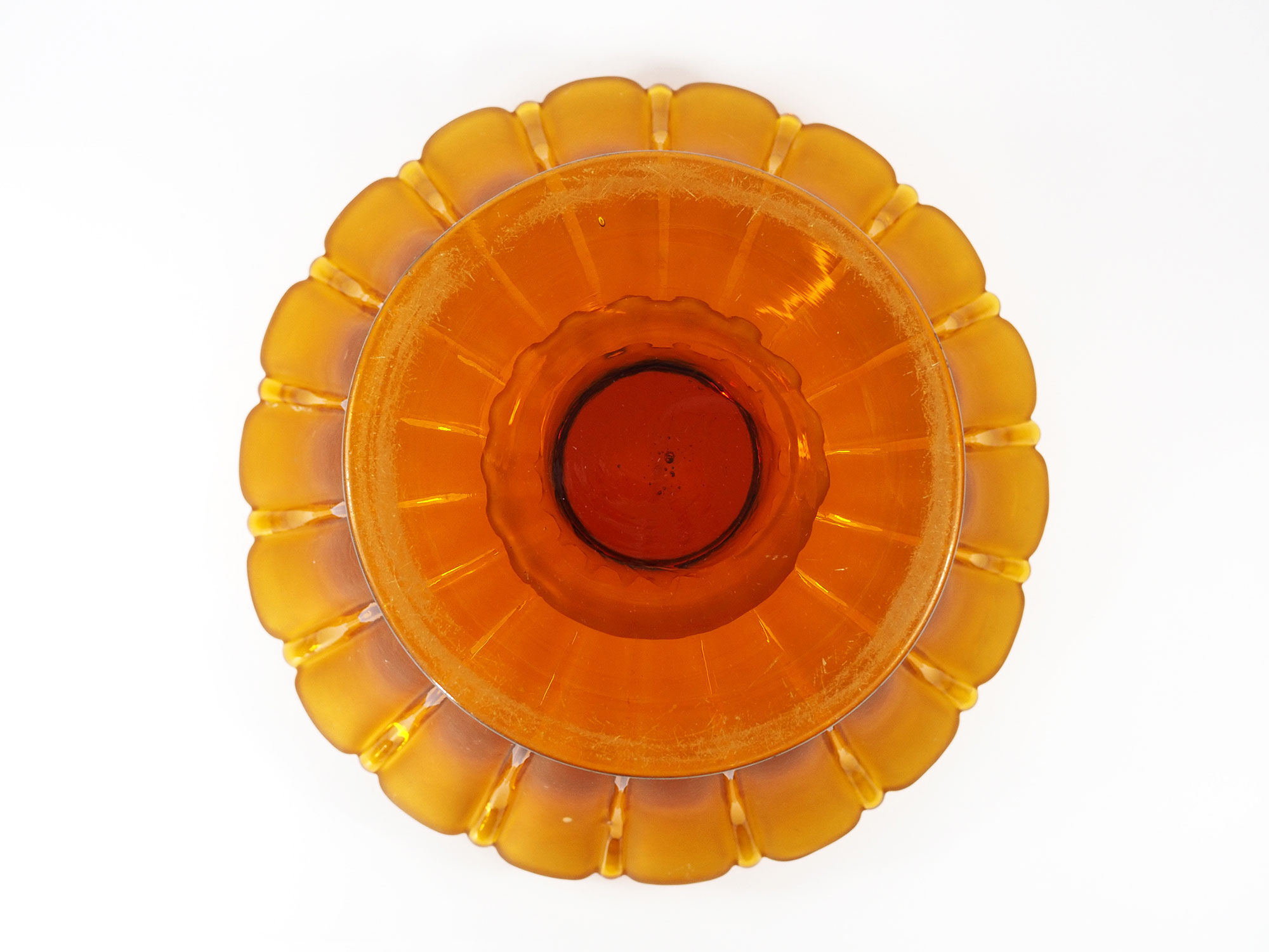 Art Deco Amber Glass Centerpiece Bowl-Circa 1930s