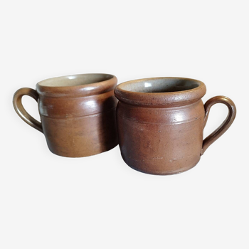 Duo of stoneware pots