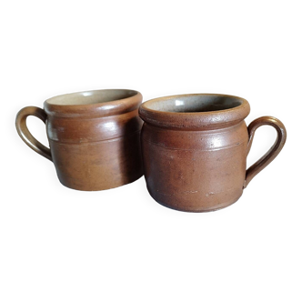 Duo of stoneware pots