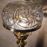 Large brass lamp with its crystal dome electricity redone in the 70s 50x22 cm