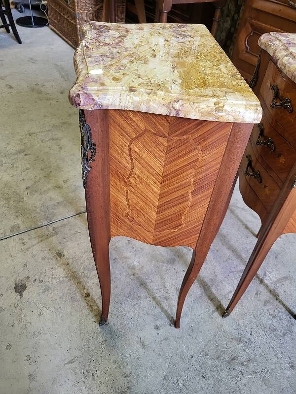 Pair of rosewood bedside tables with marble top n° 2