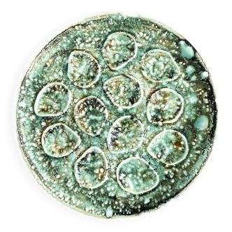 Plat à huîtres/coquillages Niderviller – décor “mousse” – années 1970