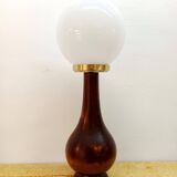 Art Deco lamp in wood and opaline glass