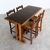 Vintage bar table with chairs | dining table | bar stools | 1950s