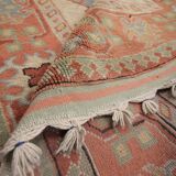 Handmade Rustic Vintage Turkish Rug, Beige & Blue Geometric Rug 220x145 cm