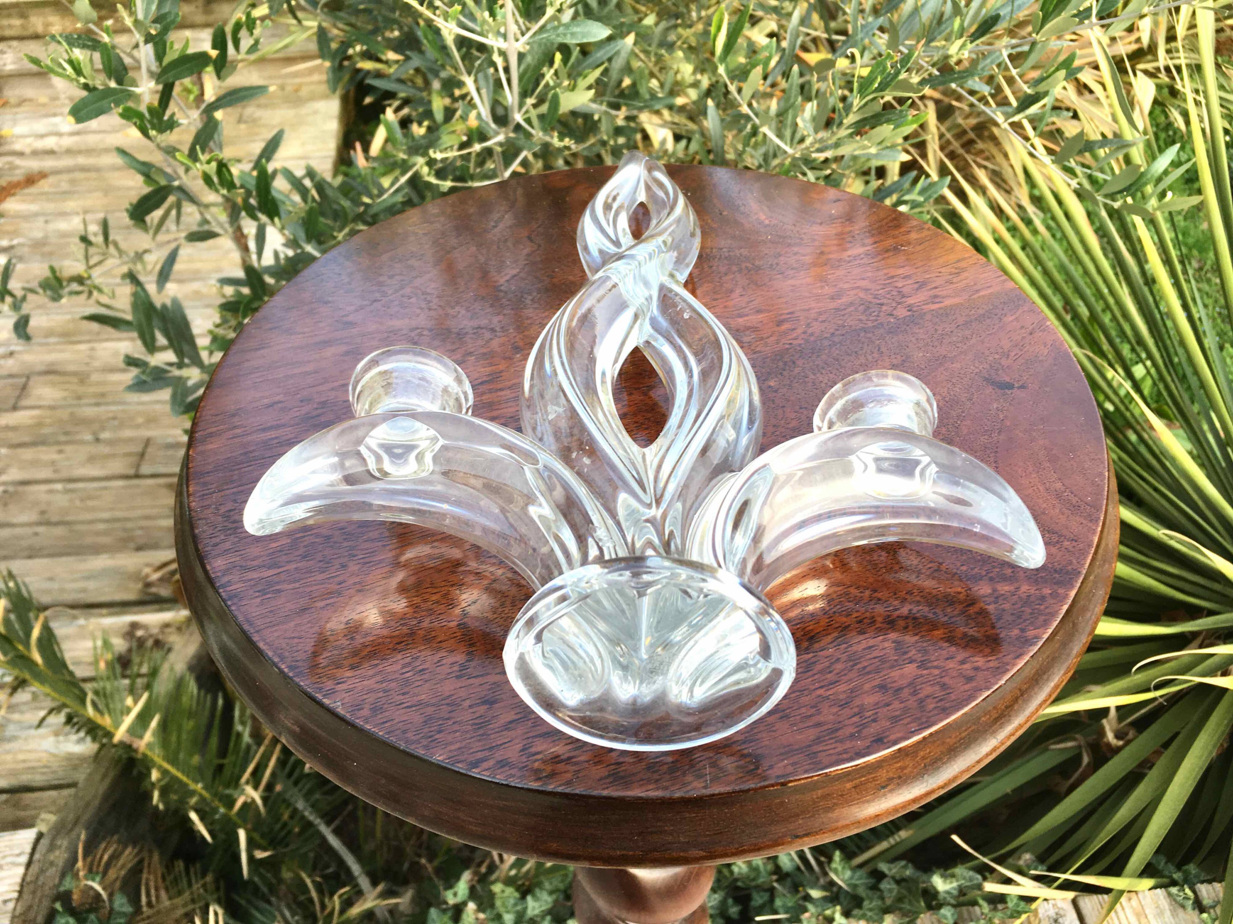 Glass torch candle holder 1950