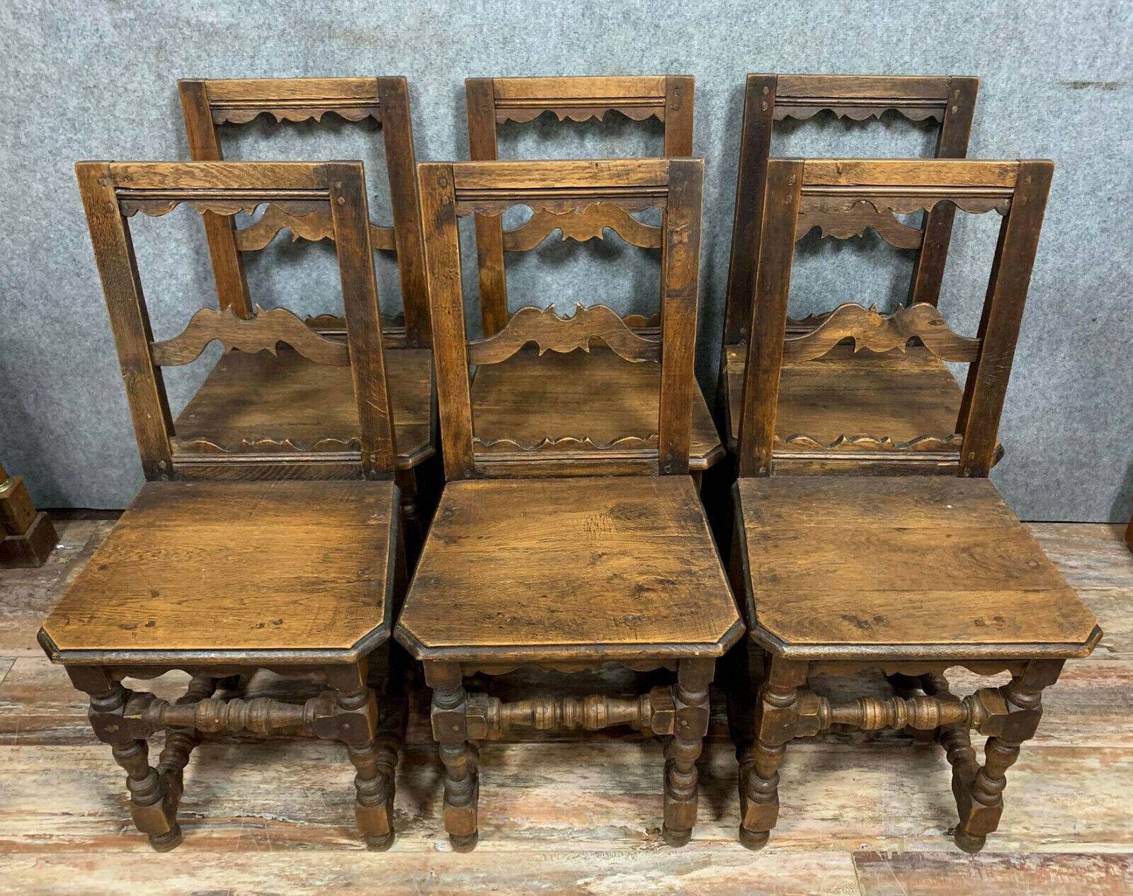 Set of 6 Lorraine chairs in solid oak circa 1850