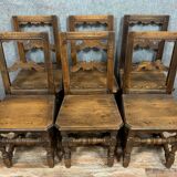 Set of 6 Lorraine chairs in solid oak circa 1850