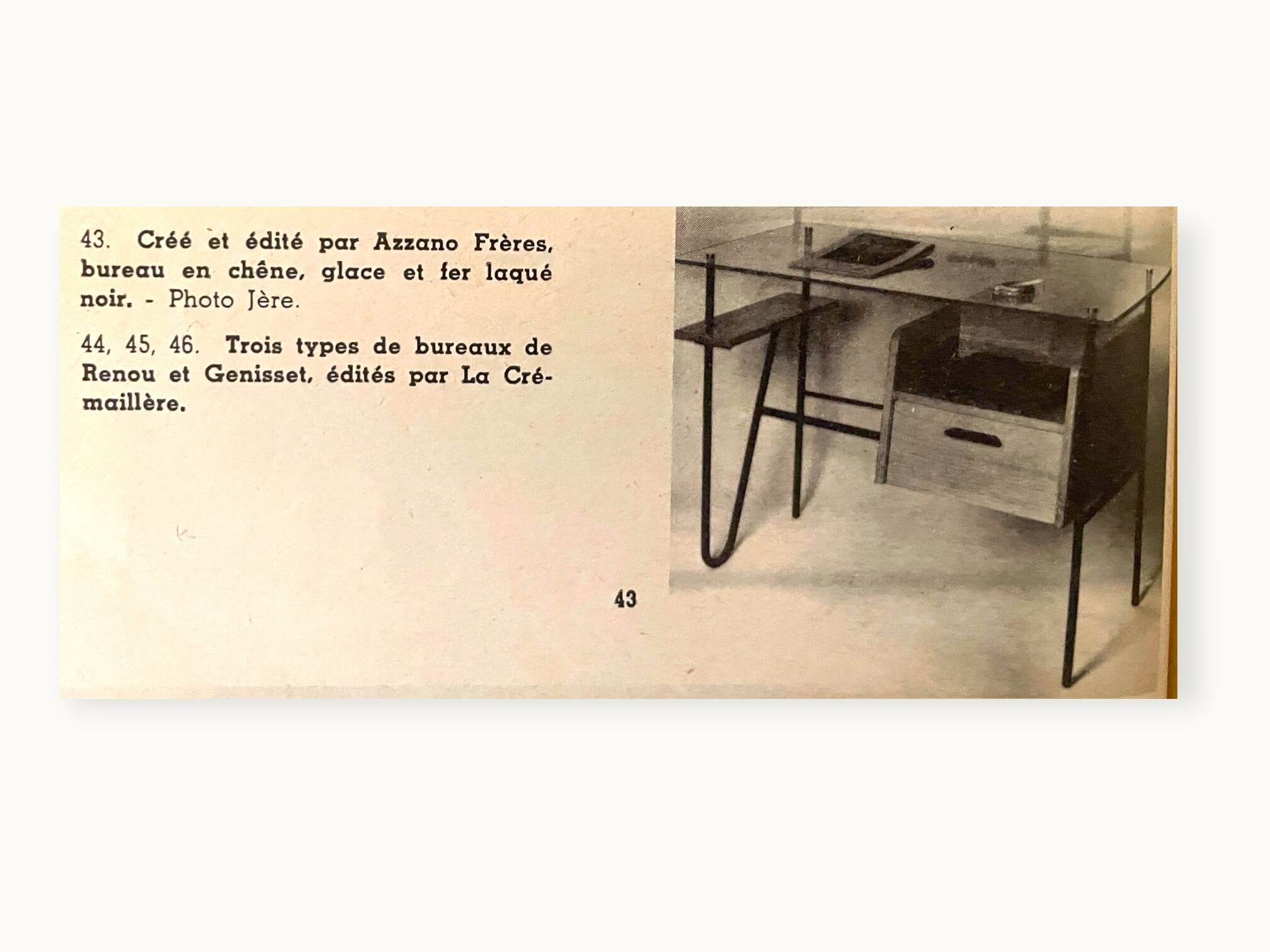 Modernist office – Azzano Frères – designed by Jacques Hitier – Oak, glass and felt