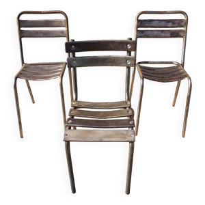 3 chaises en métal, - tolix