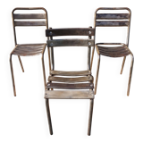 3 metal chairs, Tolix style