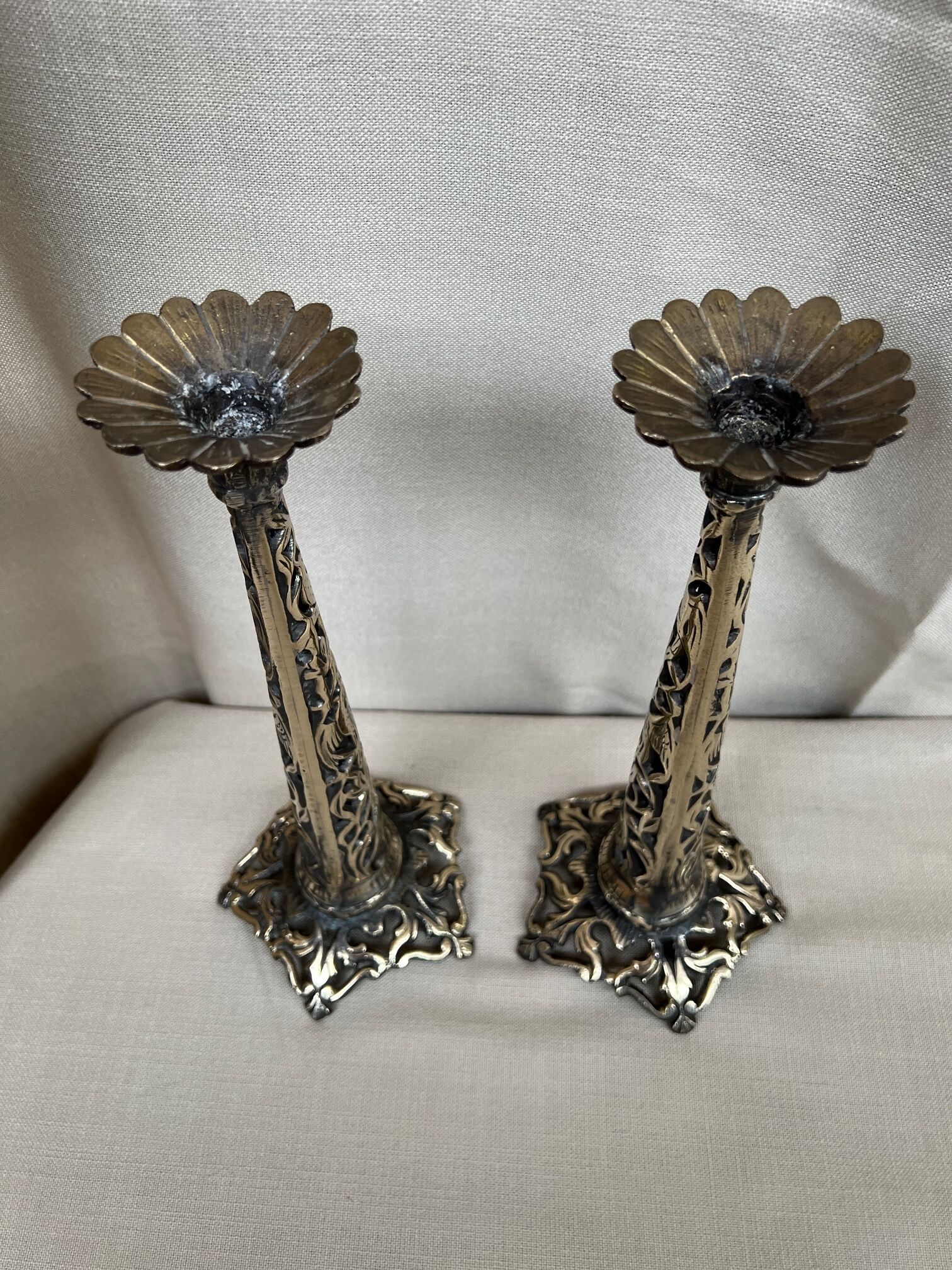 Pair of Art Deco candle holders.