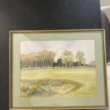 Watercolor Landscape Golf Course signed