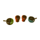 Set of two coquetiers and two caquelons in vintage 1950 two-tone ceramic