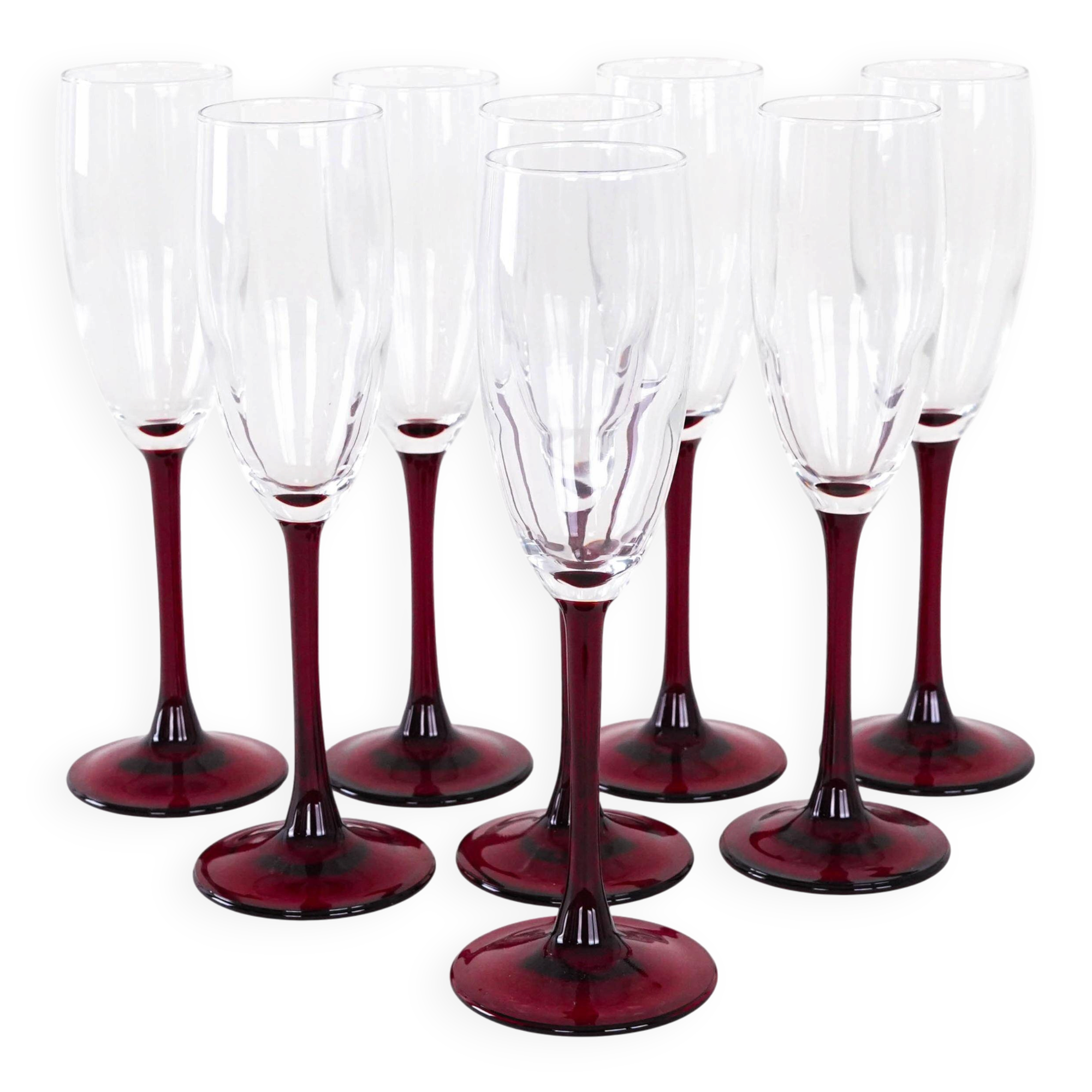 Set of champagne glasses, French design, 1970s, manufacturer: Luminarc