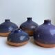 Lot de 4 petits vases en grès vernissés violets années 70