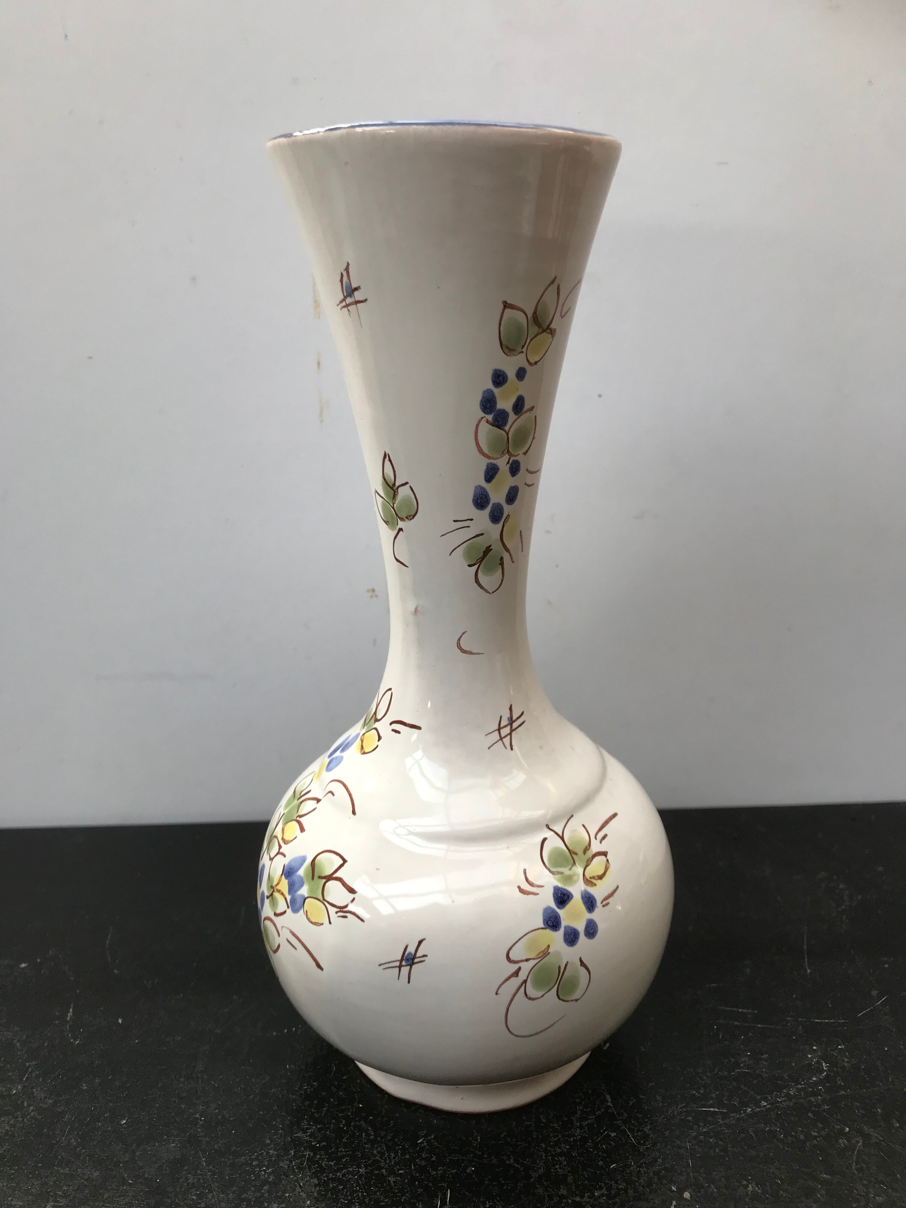 Ancient vase Moustiers ceramics white decor painted vintage