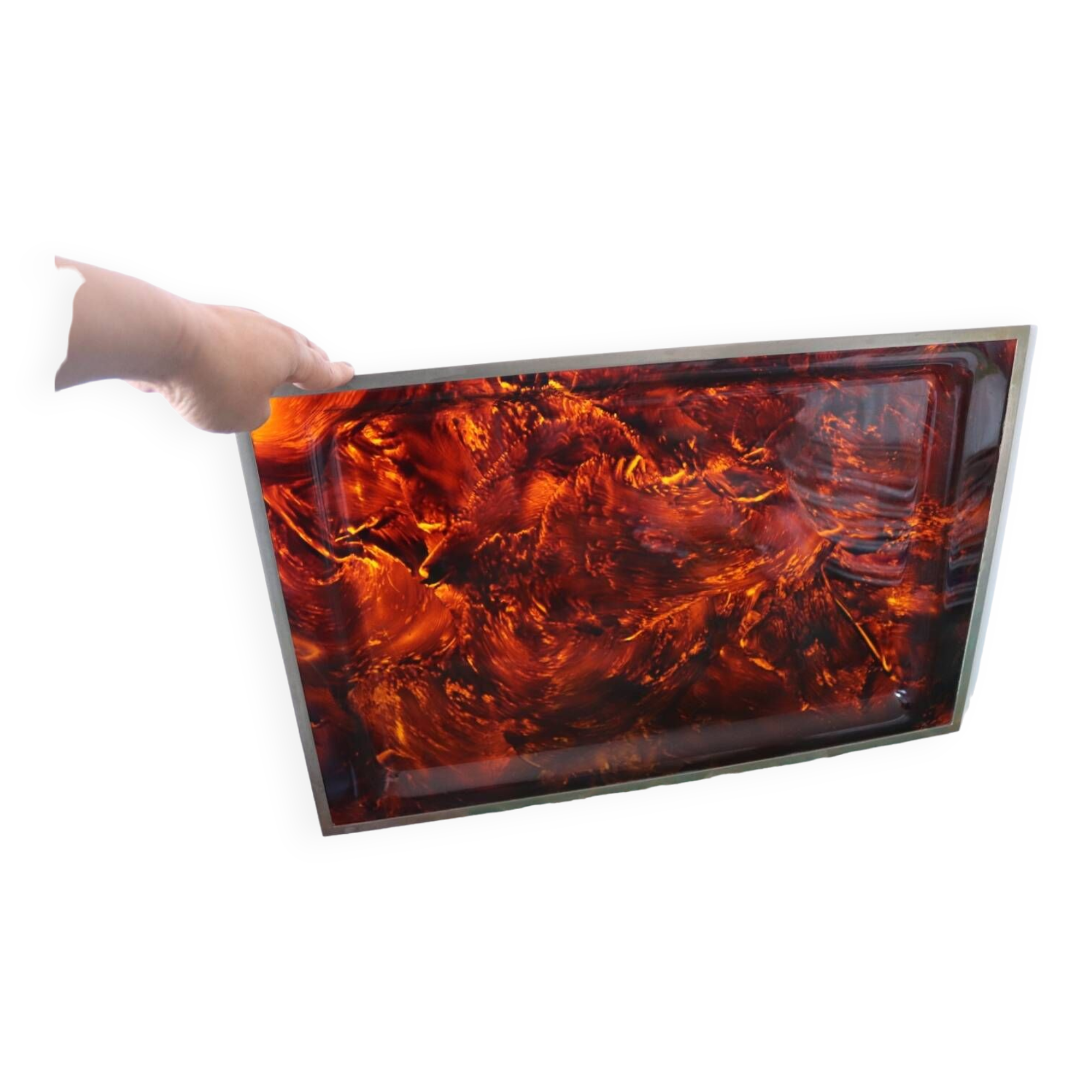 Vintage 70s tortoiseshell style lucite tray