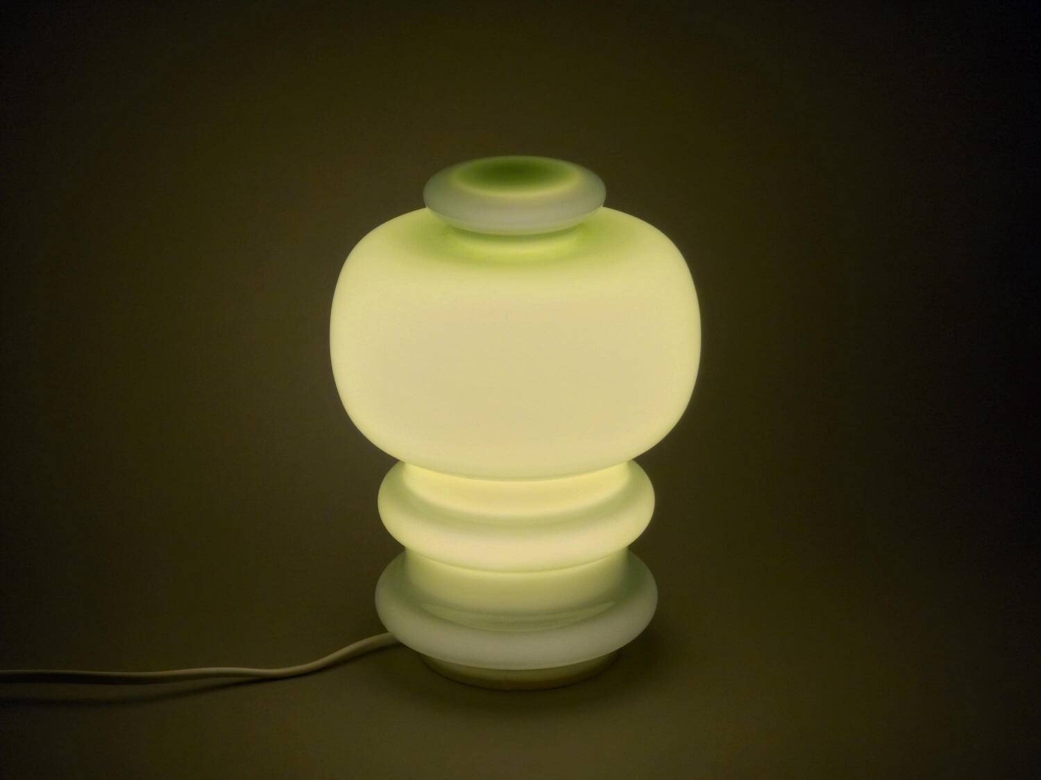 Vintage 1970s Green Cased-Glass Mushroom Lamp From Sweden.