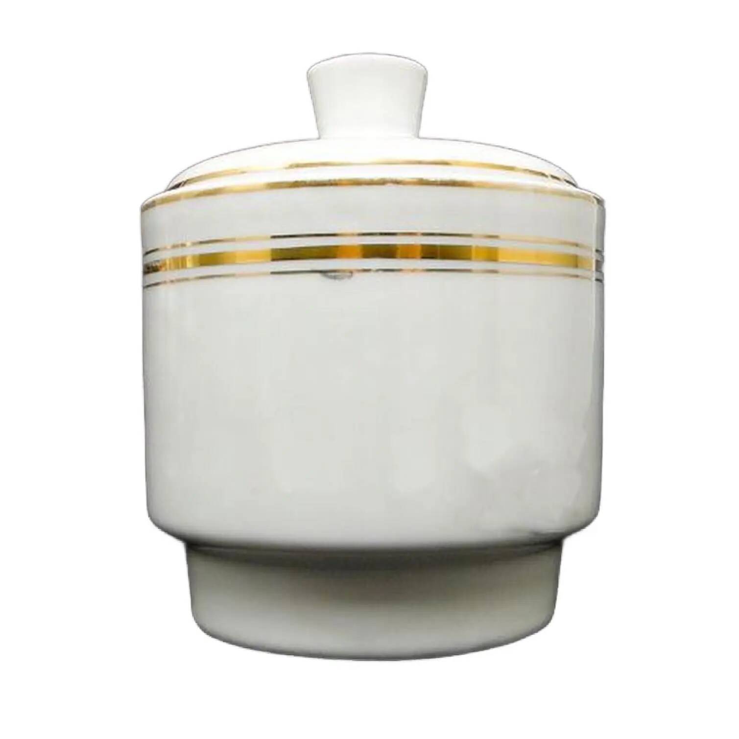 Mid-century modern sugar bowl, ivory ceramic, Ćmielów, Poland, 1960s