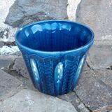 Blue ceramic pot cover