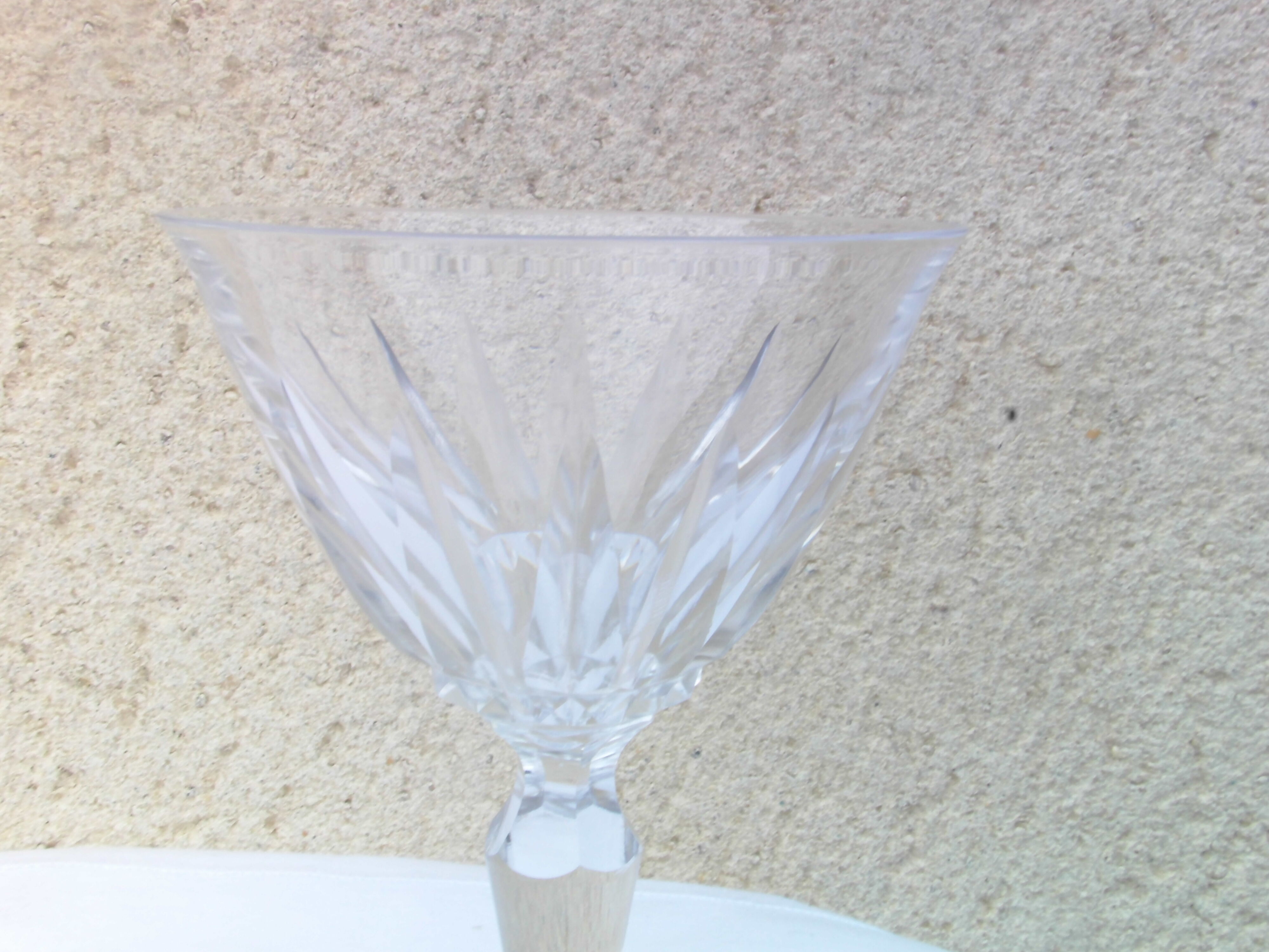 5 wine glasses stamped St. Louis crystal