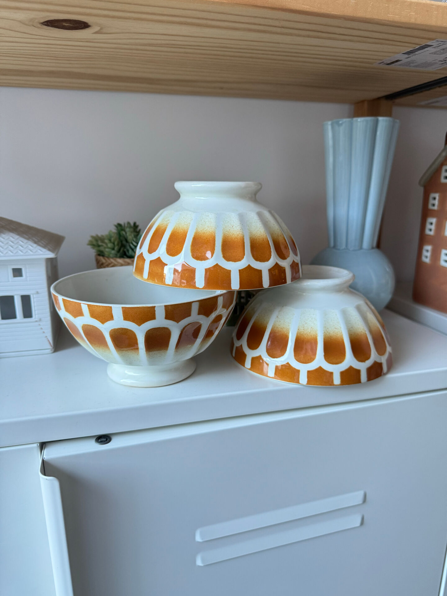 Set of 3 beautiful vintage Digoin bowls.