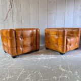 Cube leather armchairs