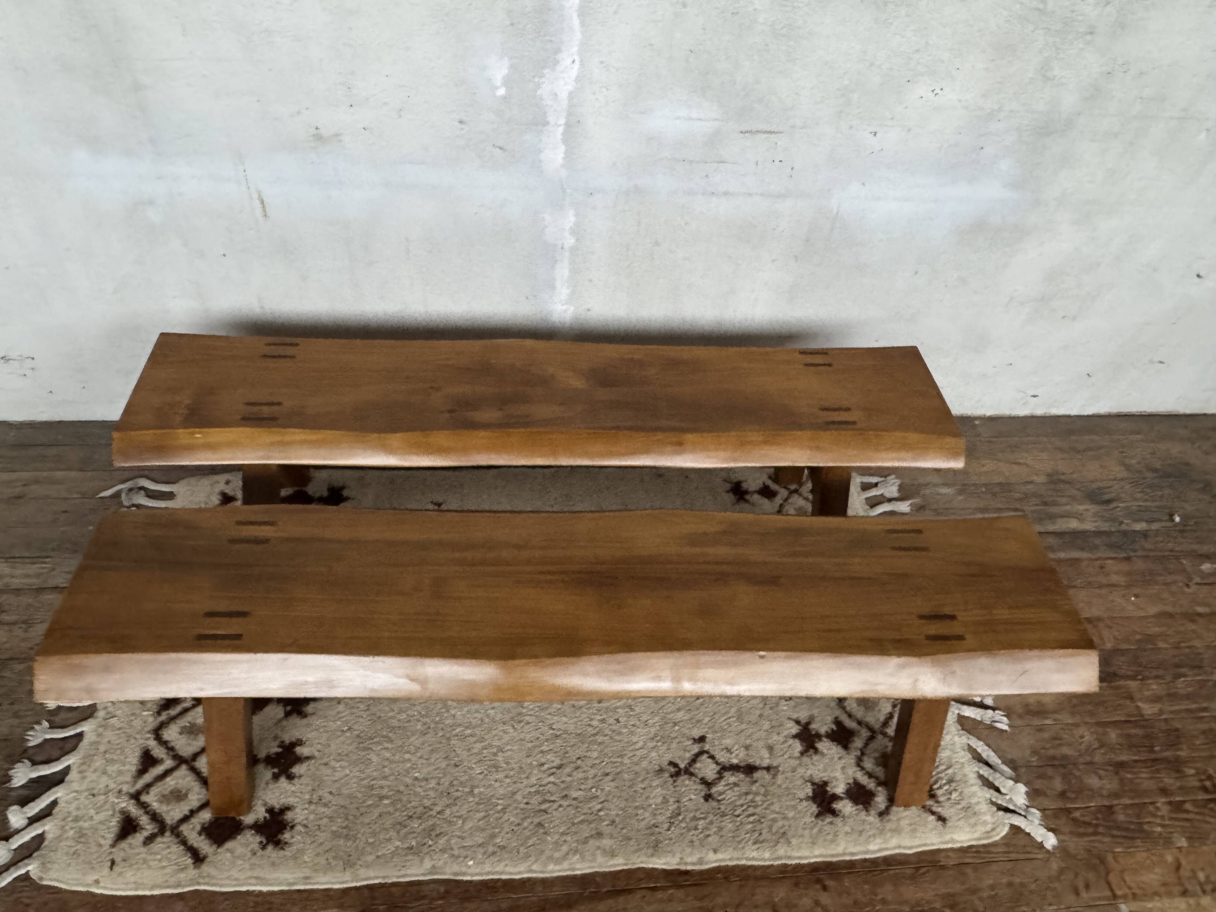 Vintage brutalist bench pair