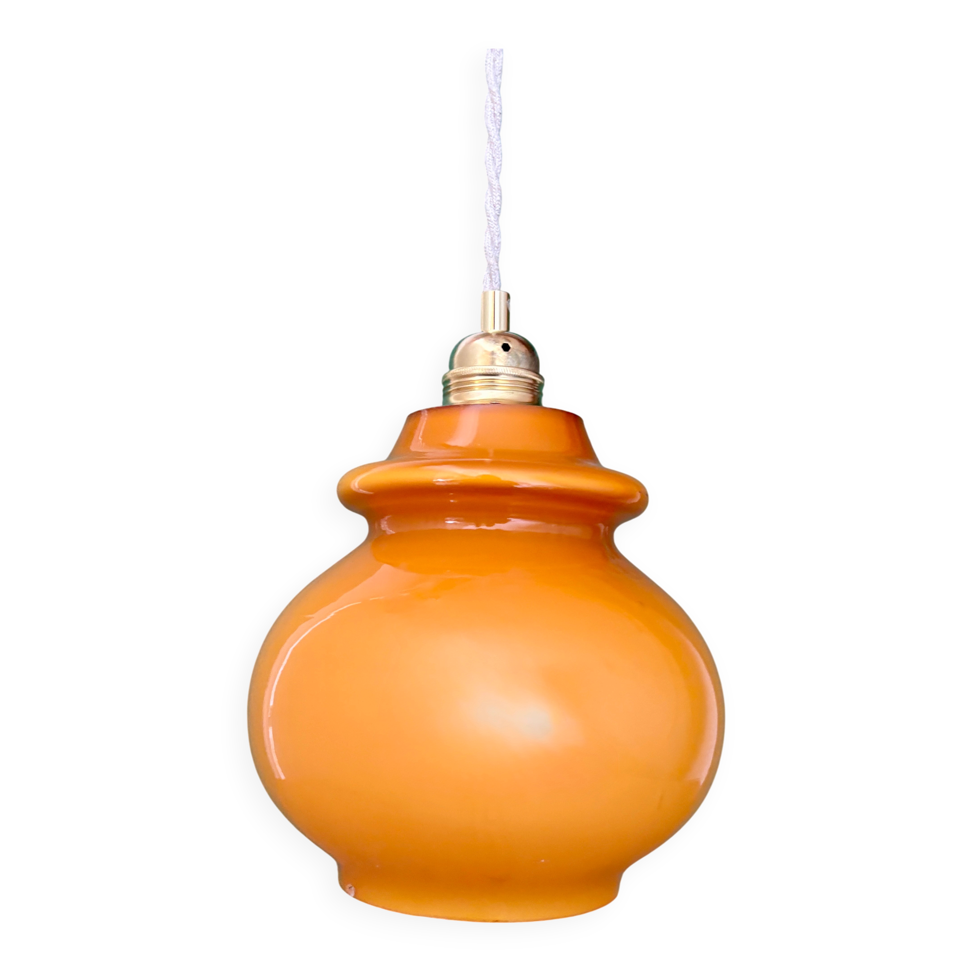 Vintage orange opaline suspension globe