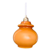 Suspension globe vintage en opaline orange