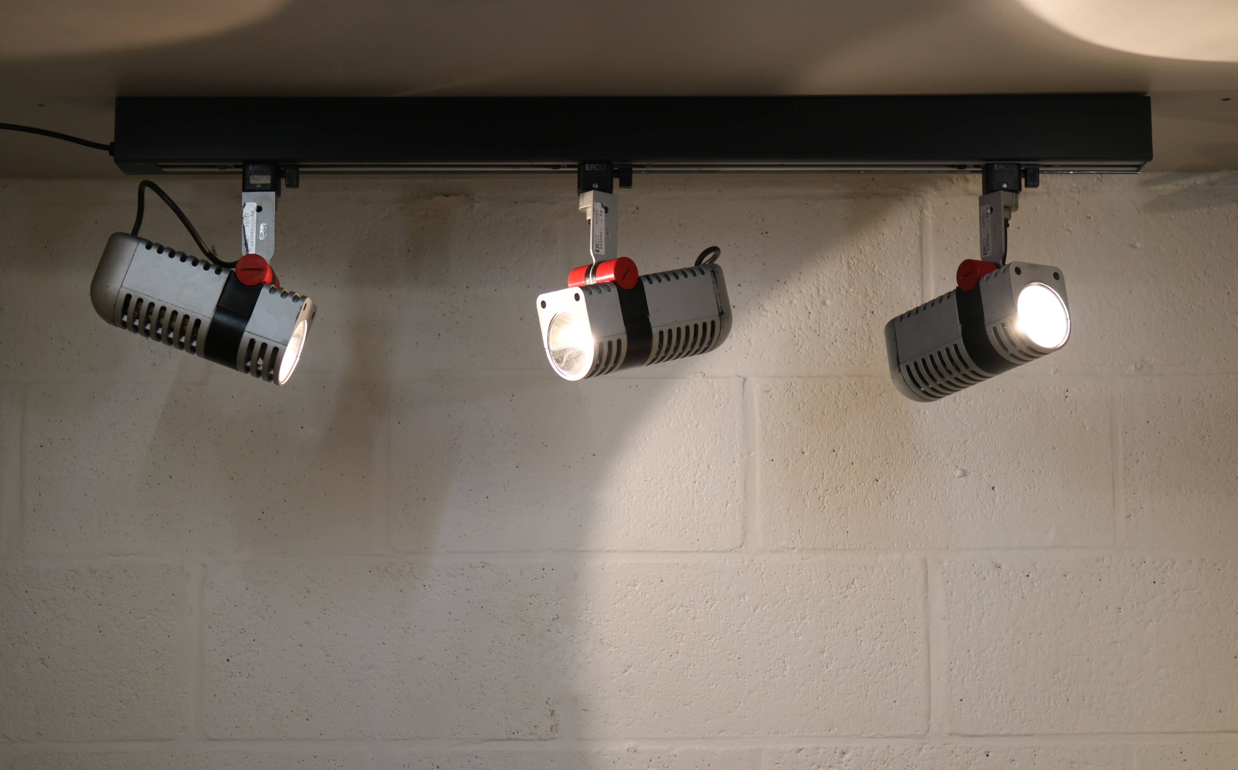 Set of 3 roger tallon vintage erco halogen spots - rare model 33727 - 1975