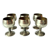 6 Art Deco wine or sherry glasses made of electro silver plated brass